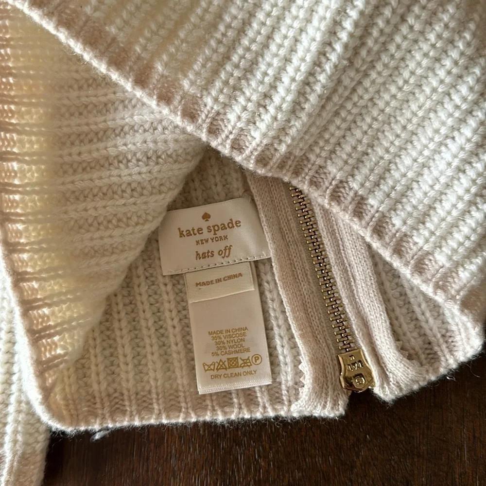 Kate Spade hat and scarf neck warmer with zipper